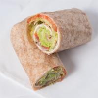 #30 Veggie Wrap · Provolone cheese, avocado, cucumber, lettuce, tomato and choice of dressing/spreads