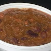 Chili · With beef, beans, onions, and peppers. Includes saltine crackers.