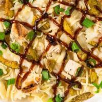 Bbq Mac Bowl · White Cheddar Mac and House Grilled Chicken topped with Jack Cheese, Jalapeno Crisps, Green ...