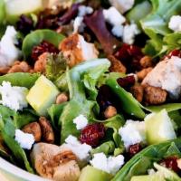 Pomona · Mixed Greens, House Grilled Chicken, Apples, Feta, Craisins, Praline Pecans with Sherry Mola...