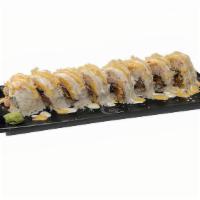 Tamashi Roll · Tempura Shrimp,eel,Cream Cheese and crab meat roll TOP eel sauce