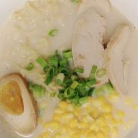 Chicken Ramen(Kids) · Chicken,Boiled egg,thin noodles,corn.green onion.