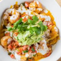 Pimp My Shrimp · Fresh shrimp and special spices, and topped with cheese, sour cream, and guacamole. Choice o...