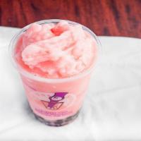 Strawberry Blended · Iced-based, slushy style blended with real fruit juice and non-dairy coconut creamer.