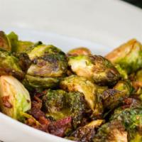 Brussels Sprouts · crispy brussels sprouts + bacon + honey
