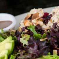 Isabelle'S Chicken Salad · Gluten free. chicken salad + avocado + heritage blend lettuce + toasted almonds + local mesi...