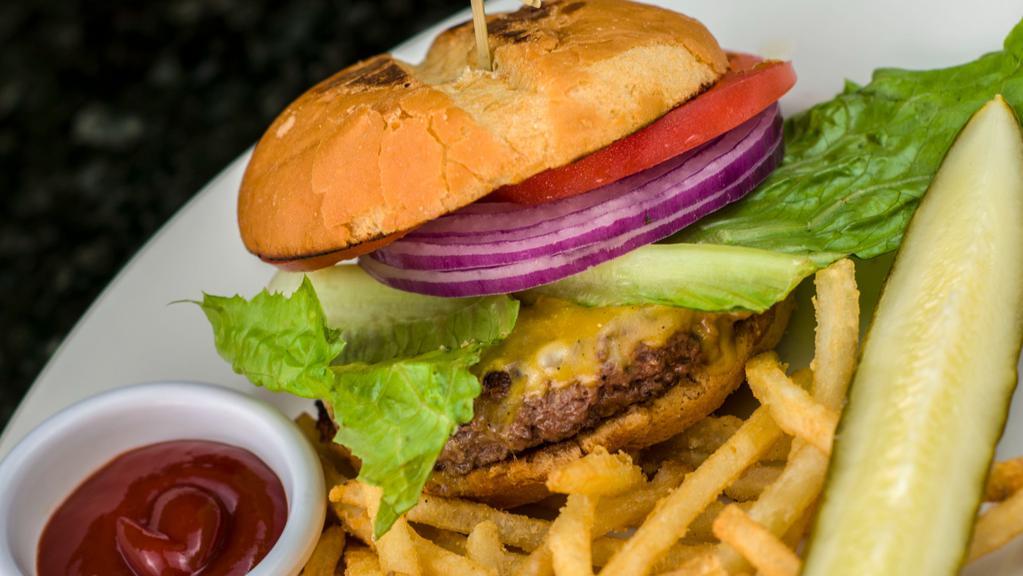 Bistro Burger · wagyu beef + lettuce + tomato + red onion + pickles + brioche bun + thin-cut fries.

*raw or undercooked meat may increase your risk of food borne illness.