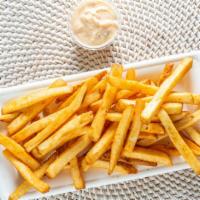 Caribbean Fries · Potato fries with a Caribbean seasoning served with garlic aioli.