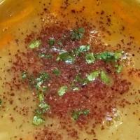 Lentil Soup · Blended lentils, herbs, and vegetables.