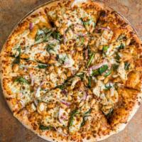 Spicy Thai (Not Gf) · Peanut sauce *, grilled chicken, fresh spinach, peanuts, garlic, red onions, mushrooms, and ...