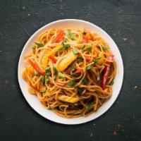 Vegetable Hakka Noodles · Noodles stir fried with mixed vegetables, Indo-Chinese sauces