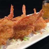 Coconut Shrimps (6) · Deep-fried crispy coconut shrimps to golden brown and served with sweet plum sauce.