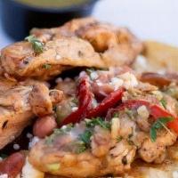 Pollo Asado Taco · Grilled chicken, pico de gallo, guacamole, chile de árbol salsa
