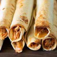 Crispy Taquitos · Choice of chicken, beef, or potatoes, includes: lettuce, cotija cheese, pico de gallo, sour ...