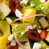 Greek Salad · Lettuce, tomatoes, cucumbers, kalamata olives, onions, feta cheese.