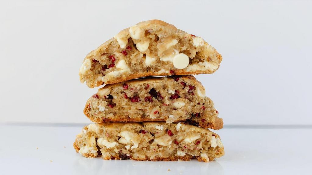 White Chocolate Raspberry Delight · This giant, amazing, and one of a kind cookie will leave you wondering how you ever lived without the WCR in your life before now. Loaded with real raspberries and lots of gooey white chocolate, this is absolutely one of our favorites.