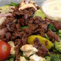 Sacks Salad · All the ingredients of Sacks Garden Salad with your choice of topping and dressing served on...