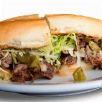 Sacks Encore (Hot!) · Prime steak, provolone, sautéed onions, peppers (jalapeños, sweet bell peppers, or mixed), f...
