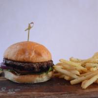 Classic Burger · Tomato, red onion, lettuce and pickles.