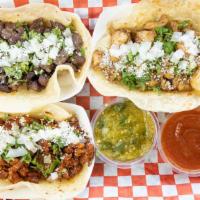 Street Taco Trio · Consuming raw or undercooked meats, poultry, seafood, shellfish, or eggs may increase your r...