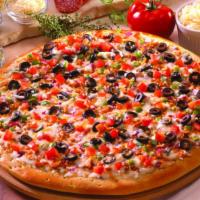 Creamy Garlic Chicken (Medium) · (130-420 cal). Chicken, olives, red onions, green peppers & tomatoes on our creamy garlic sa...