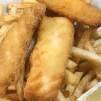 Fish And Chips · Served with choice of side.