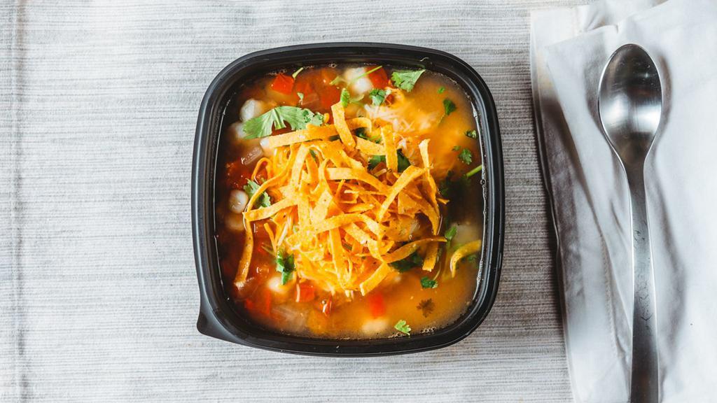 Burrito Soup · Make your soup like you make your burrito. Pick your choice of rice, beans, and meat then adds our Mexican vegetable broth. Cheese, sour cream, and tortilla strips.