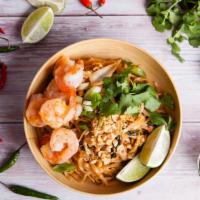 Shrimp Pad Thai · Satisfying rice noodles in our special Pad Thai Sauce with sea fresh shrimp, bean sprouts, f...