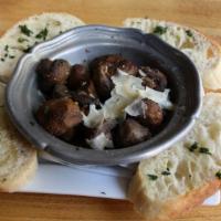 Roasted Mushrooms · Vegetarian. Brick oven roasted with shaved parmesan & fresh baked bread.