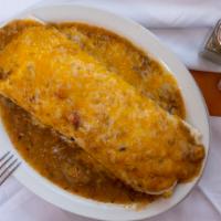 Burrito Supreme · Ham, bacon, sausage. Hash browns scrambled eggs rolled in a tortilla smothered with cheese a...