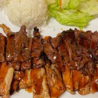 Chicken And Beef Teriyaki Combo
 · The best of both worlds. Our 100% fresh chicken plus our trimmed lean marinated beef topped ...