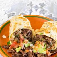 Steak Burrito · Contain potatoes eggs cheese and pico de gallo.