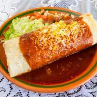 Chile Relleno · Rice and beans.