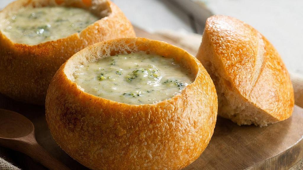 Soup In A Sourdough Bun · Your choice of soup or salad in a 12oz bowl. Served with the sourdough bun on the side.