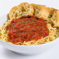 Spaghetti Marinara · Marinara from vine-ripened tomatoes served hot over traditional Italian pasta, served with a...