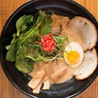 Preview Shoyu Tonkotsu Ramen (Dinner) · Homemade pork broth, soy sauce, bean sprouts, bamboo shoots, kikurage mushroom, fish cake, g...
