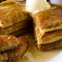 Original Pancakes · Three fluffy pancakes made with house created batter, served with honey butter and a side of...