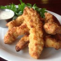Chicken Tenders · Served with seasoned streets fries and choice of bbq or ranch.