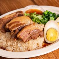 Chashu Pork Belly · slow-cooked braised pork belly, Chinese broccoli, pickled mustard green, Chinese 5 spices bo...