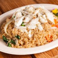 Crab Fried Rice · Maryland jumbo lump crabmeat, Thai-jasmine rice, egg, green onion