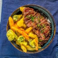 Choice Top Sirloin Steak Teriyaki Donburi · Thoroughly cooking foods of animal origin such as beef, eggs, fish, lamb, pork, poultry, or ...