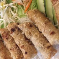 Traditional Vietnamese Egg Rolls (Cha Gio) · Vietnamese rice paper wrapped with a combination of pork, mushroom, carrot and onion deep fr...