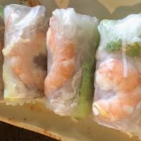 Traditional Vietnamese Spring Rolls (Goi Cuon) · Vietnamese soft rice paper wrapped with rice noodle, lettuce, bean sprout, shrimp, pork, and...