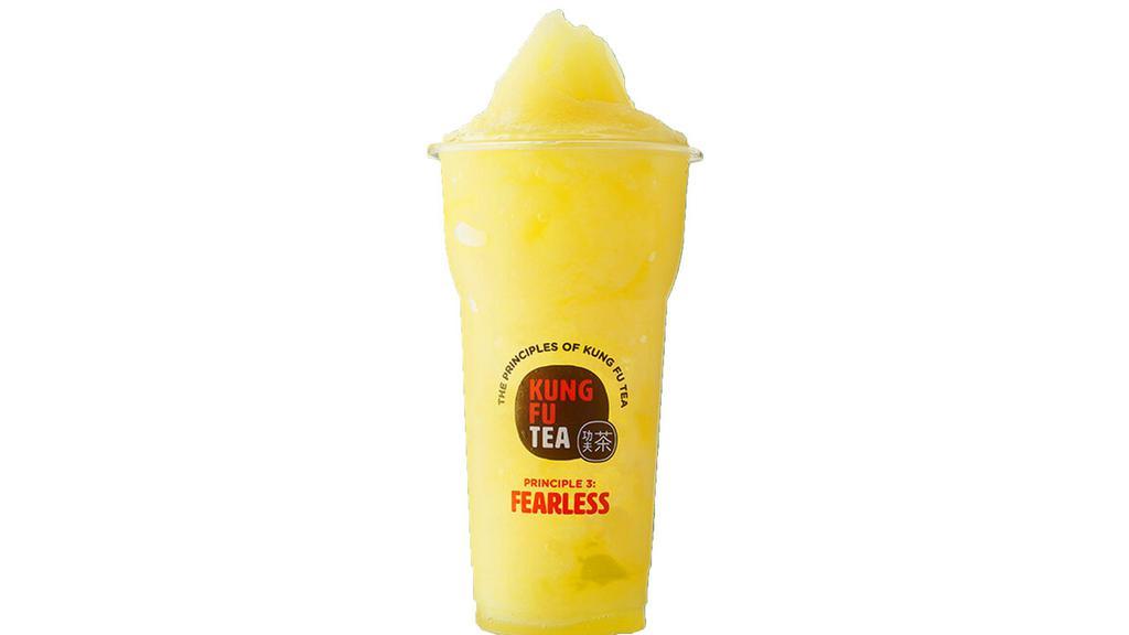 Passion Fruit Slush · Passion fruit syrup blended with ice. Sweet and refreshing.