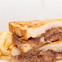 Pot Roast Melt · Slow cooked pot roast tossed in our house-made demi-glace smothered in swiss cheese, caramel...