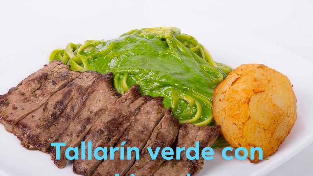 Tallarin Verde Con Bistec · Peruvian pesto sauce with linguine. Served with Six-ounce steak.
