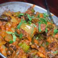 Bhindi Masala · Indian style cooked okra with a lot of different spice powders.
