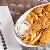 4 Pieces Of Catfish · Served with fries.