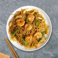 Shrimp Lo Mein · Pan-fried fresh shrimp with steamed rice, eggs, peas, and green onions.