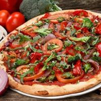 White Out Pizza · No-cheese, lower-fat-option. Fresh mushrooms, caramelized onions, broccoli, vine ripe tomato...